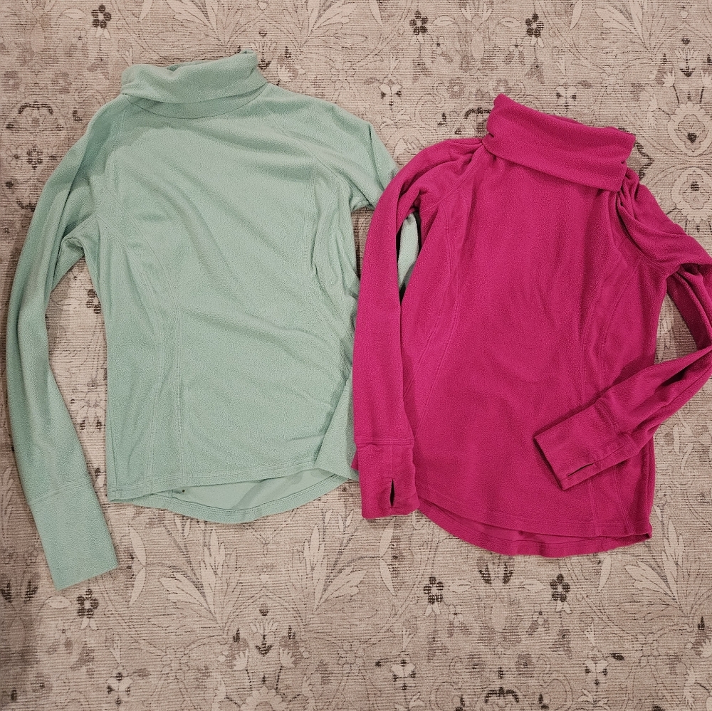 Women's size small fleece running shirts hot pink mint green